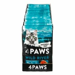 4 PAWS Katzennahrung Wildlachs Dill 85 G, 24er Pack
