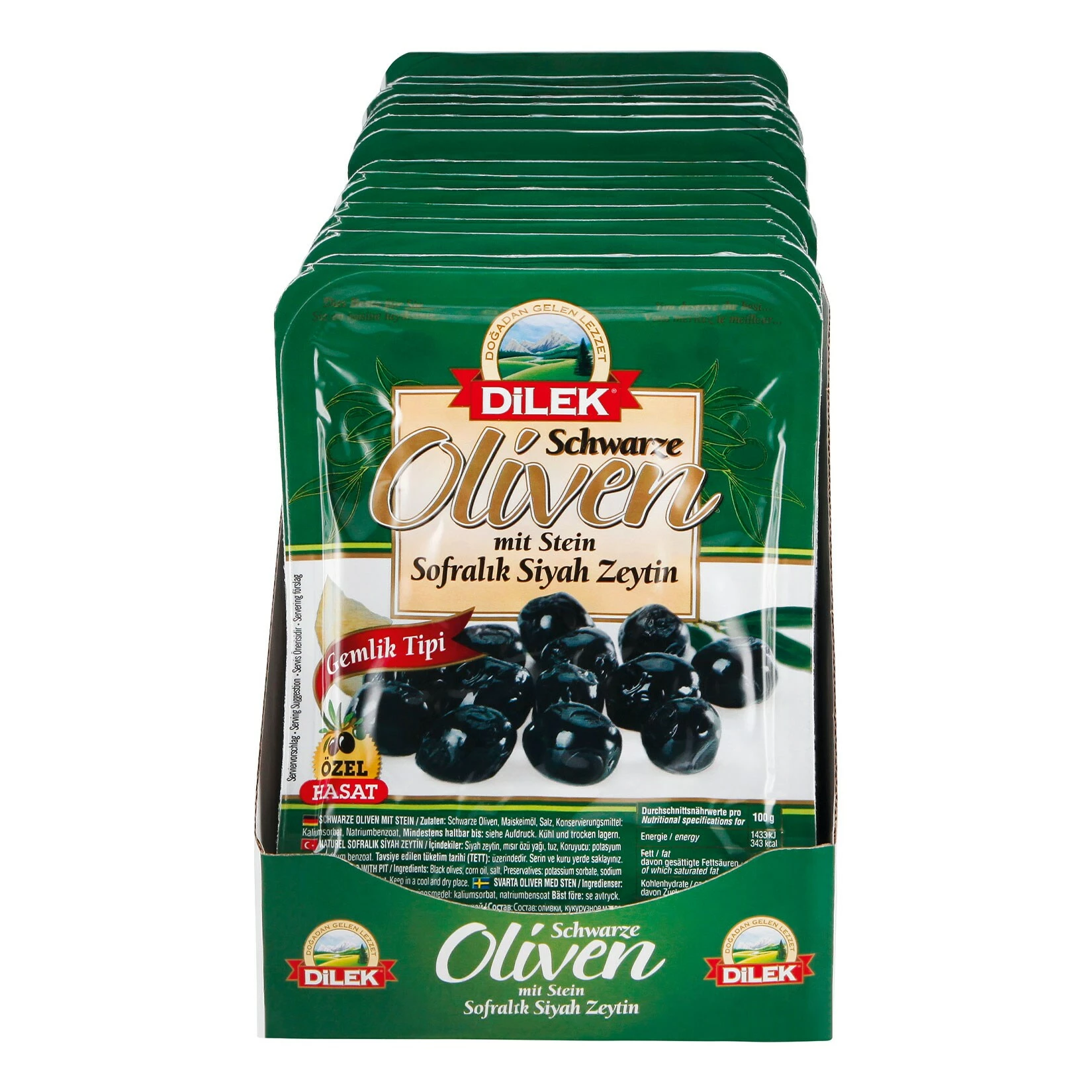 Dilek Schwarze Oliven "Gemlik Tipi" 400 G, 15er Pack 3 Dilek Schwarze Oliven "Gemlik Tipi" 400 G, 15er Pack