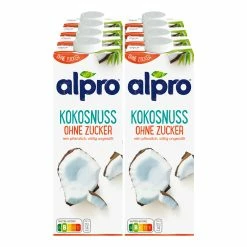 Alpro Kokosnussdrink Ohne Zucker 1 Liter, 8er Pack