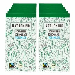 NATURKIND Bio Fairtrade Tafelschokolade Vollmilch 100 G, 12er Pack