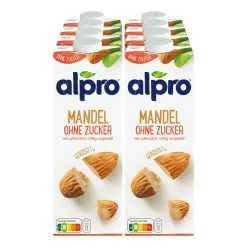 Alpro Mandeldrink Geröstet Ohne Zucker 1 Liter, 8er Pack