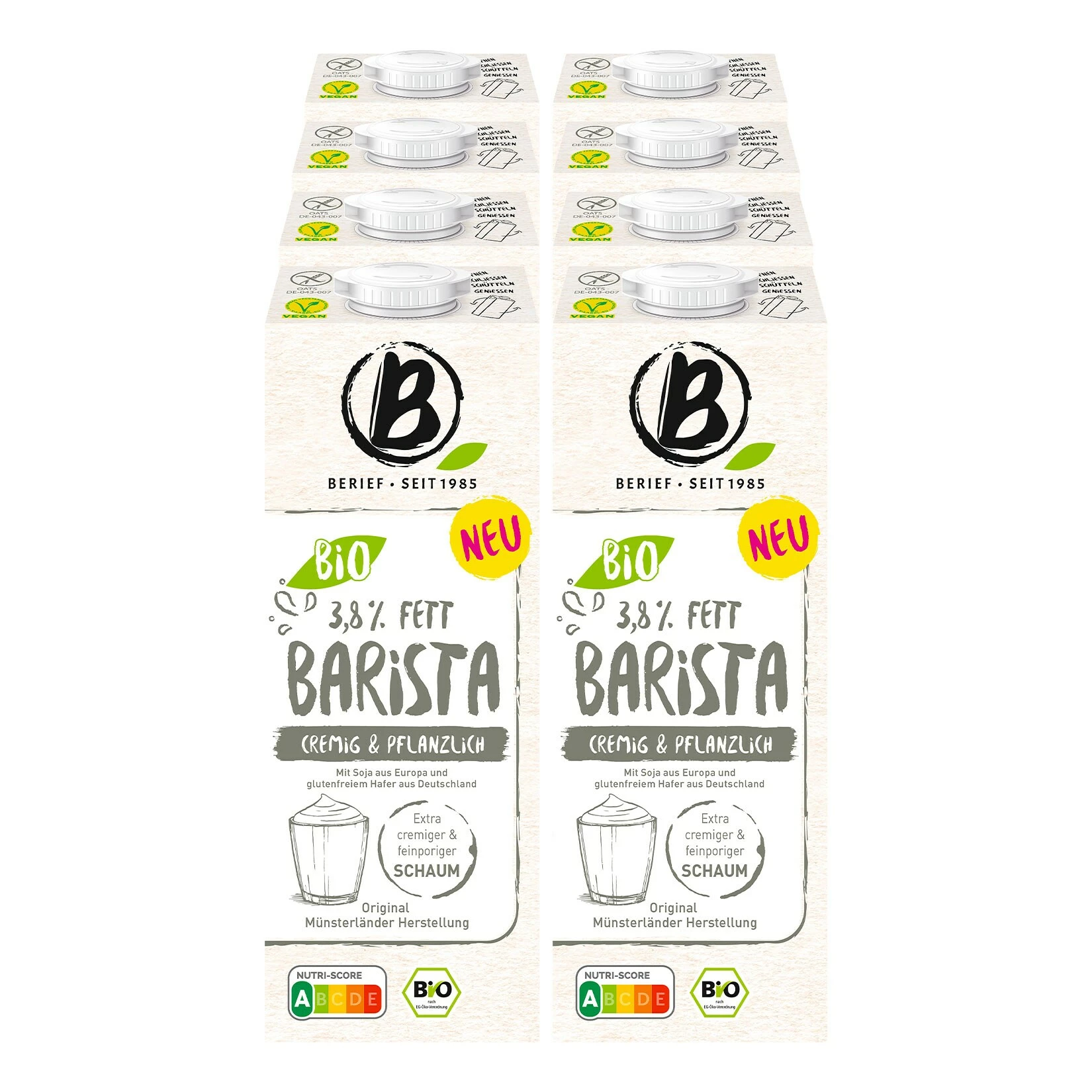 Berief Bio Barista Drink 3,8% Fett - Cremig & Pflanzlich 1 Liter, 8er Pack 3 Berief Bio Barista Drink 3,8% Fett - Cremig & Pflanzlich 1 Liter, 8er Pack