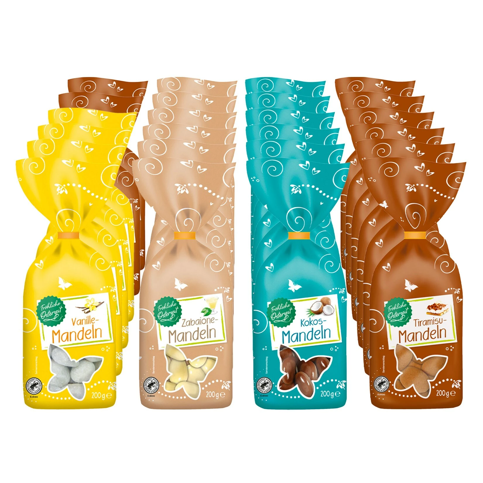 Fröhliche Osterzeit Frühlingsmandeln 200 G, Verschiedene Sorten, 24er Pack 3 Fröhliche Osterzeit Frühlingsmandeln 200 G, Verschiedene Sorten, 24er Pack